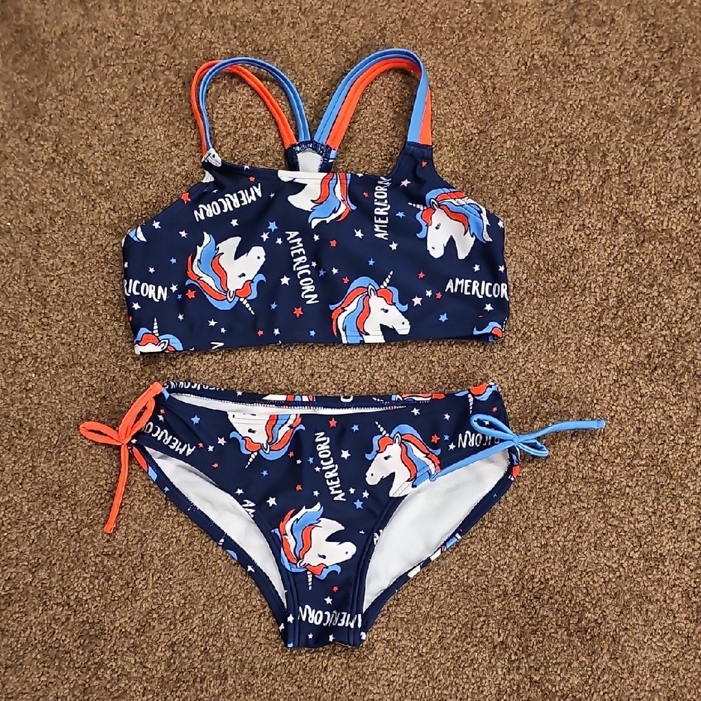 Cat & Jack Navy Bikini with Unicorn and Star Design